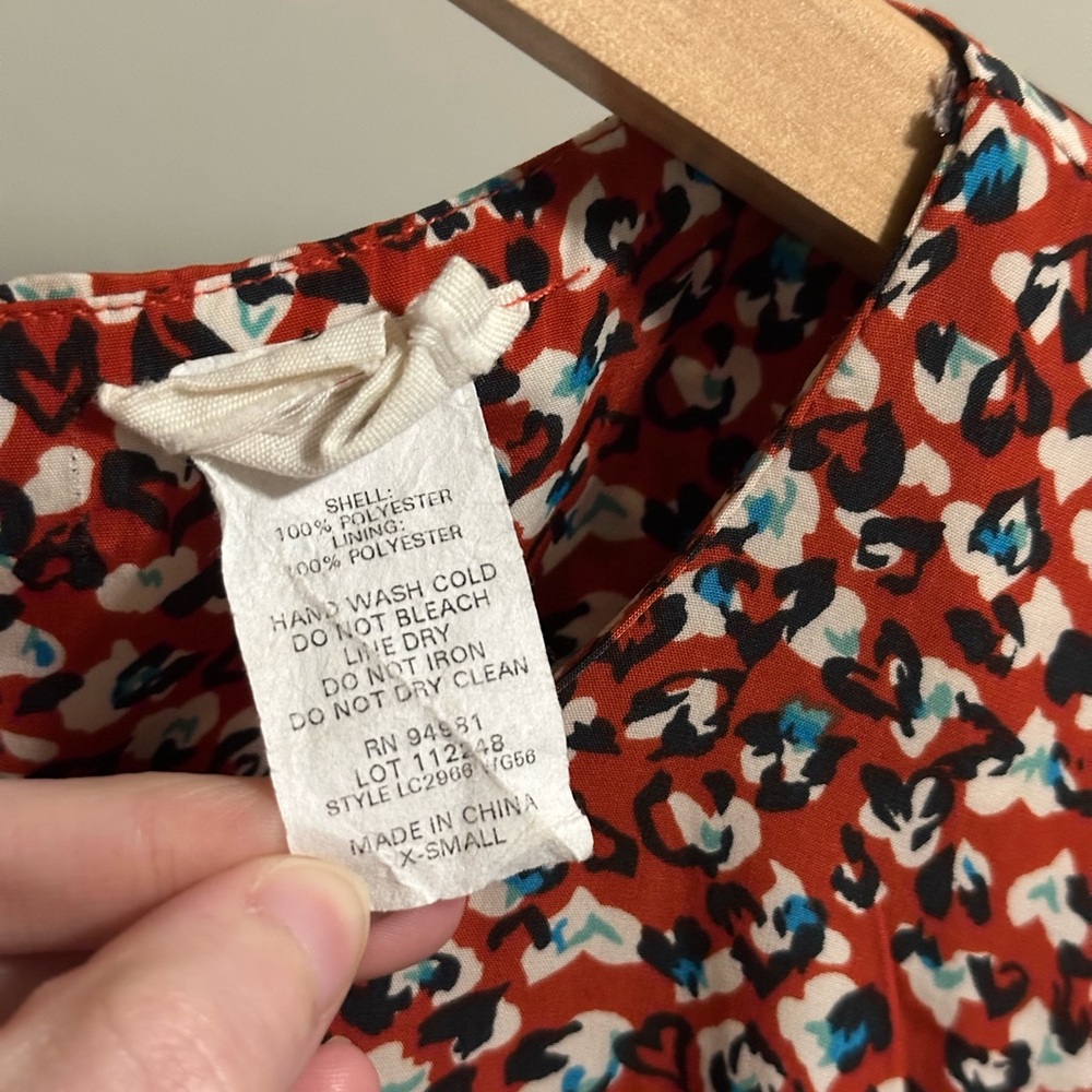 One Clothing Red White Blue Heart Cheetah Print Mini Short Sleeve Dress size XS - Picture 3 of 6